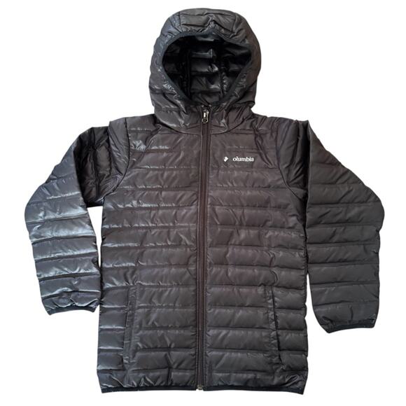 Columbia Kids’ Lightweight Down Hooded Jacket Black Size M (10/12) - Picture 1 of 9